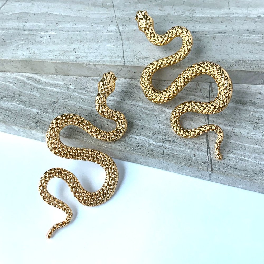 Free People Gold Snake Drop Earrings